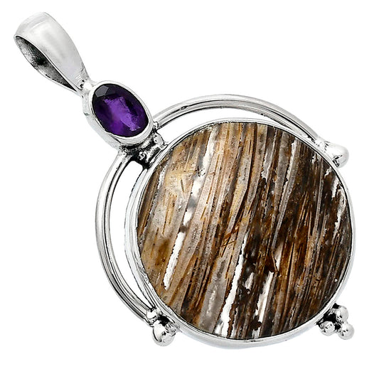 Tube Agate - Turkish & Amethyst Pendant P-1175 SDP152625