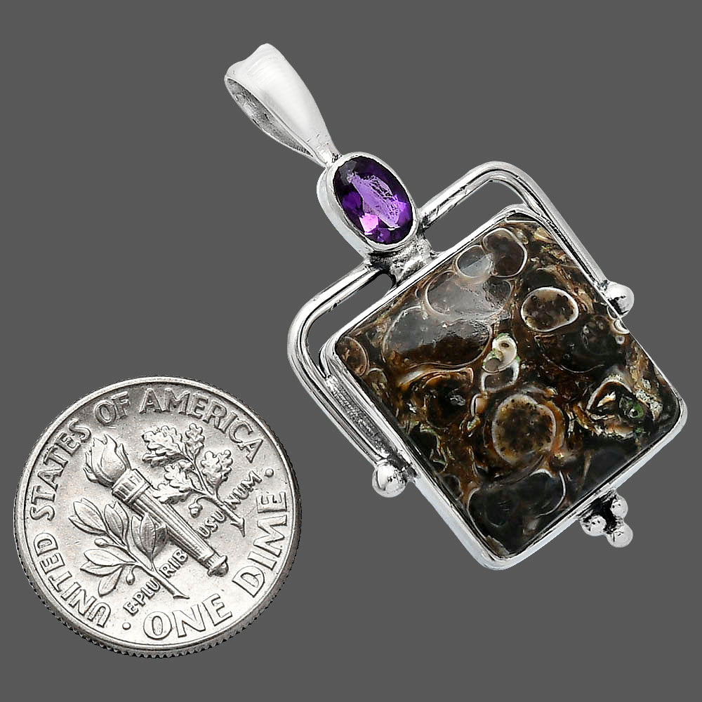 Turtella Jasper - USA & Amethyst Pendant P-1175 SDP152630