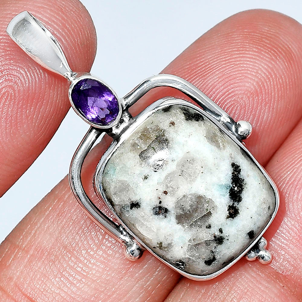 Natural Sesame Jasper & Amethyst Pendant P-1175 SDP152633