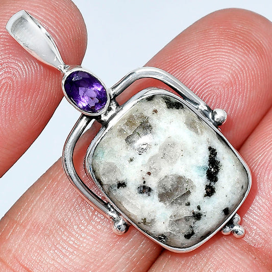 Natural Sesame Jasper & Amethyst Pendant P-1175 SDP152633