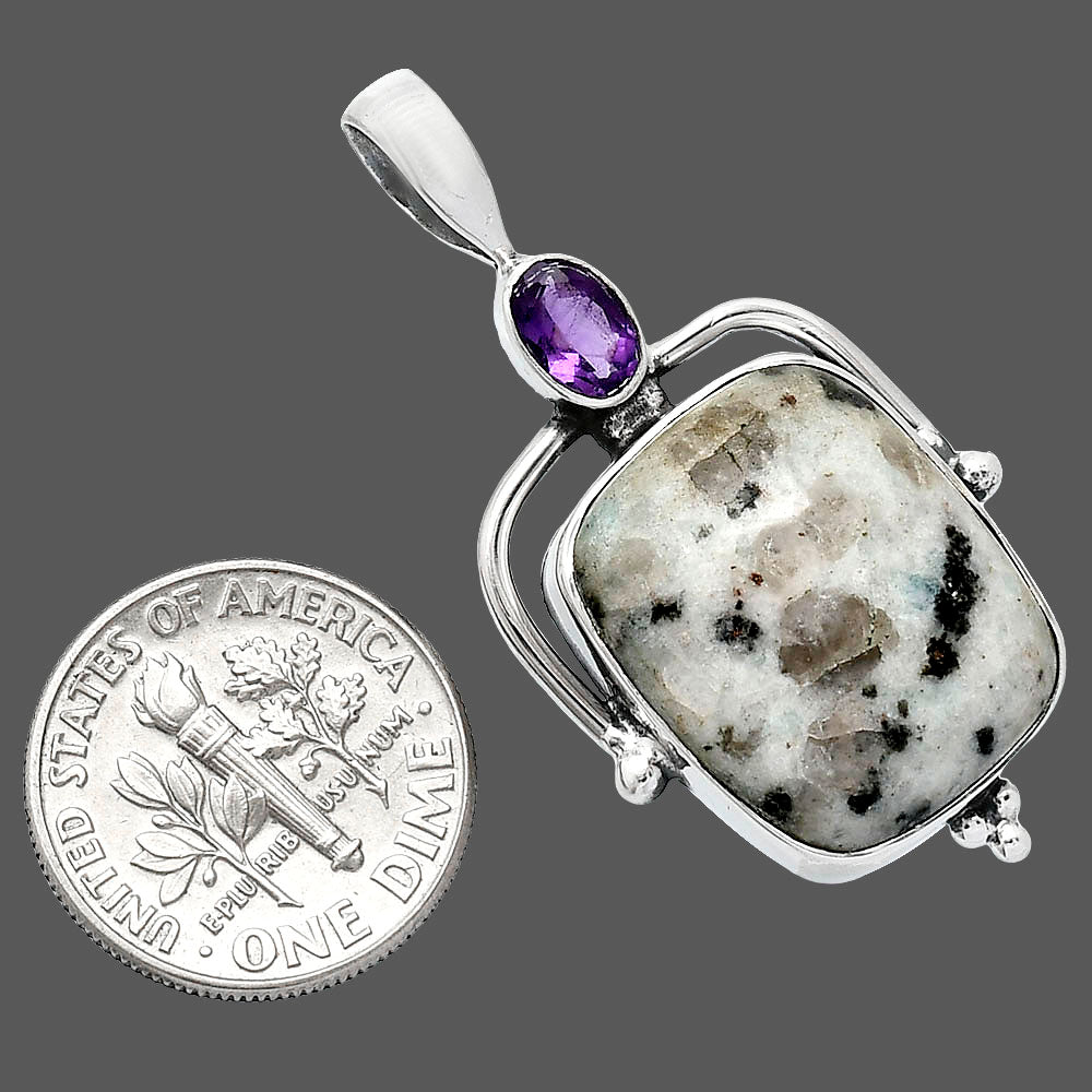 Natural Sesame Jasper & Amethyst Pendant P-1175 SDP152633