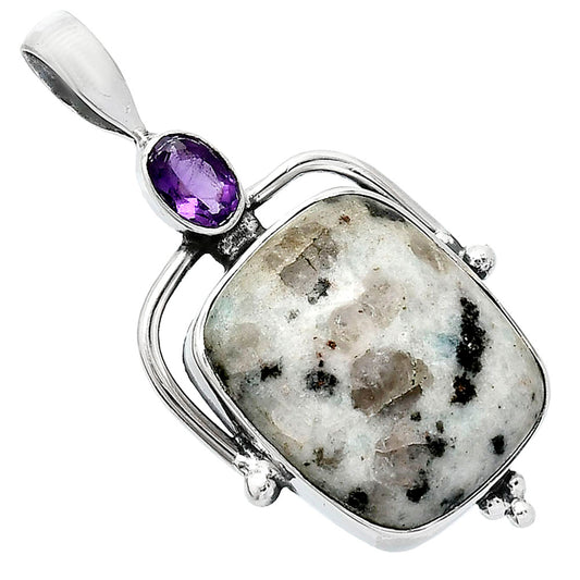 Natural Sesame Jasper & Amethyst Pendant P-1175 SDP152633