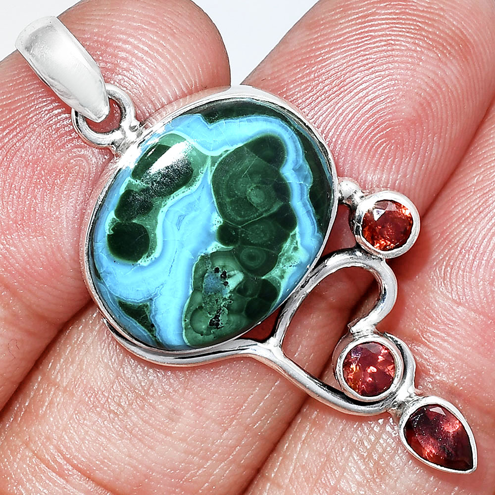 Azurite In Malachite & Garnet Pendant P-1293 SDP152645