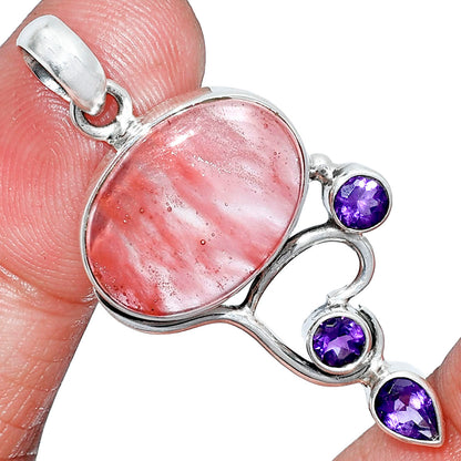 Watermelon Cherry Quartz & Amethyst Pendant P-1293 SDP152653