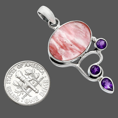 Watermelon Cherry Quartz & Amethyst Pendant P-1293 SDP152653
