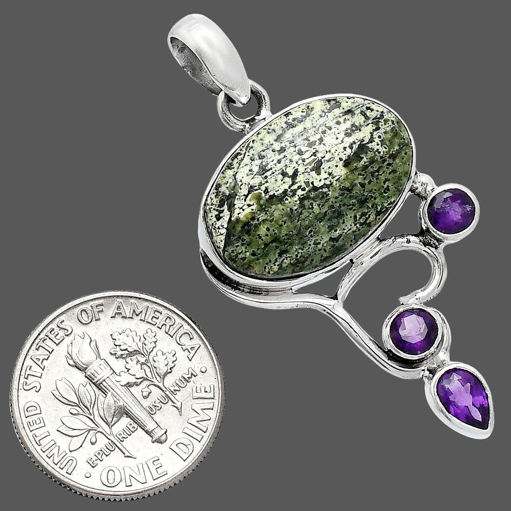 Natural Chrysotile & Amethyst Pendant P-1293 SDP152654