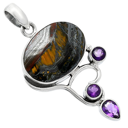 Natural Iron Tiger Eye & Amethyst Pendant P-1293 SDP152658