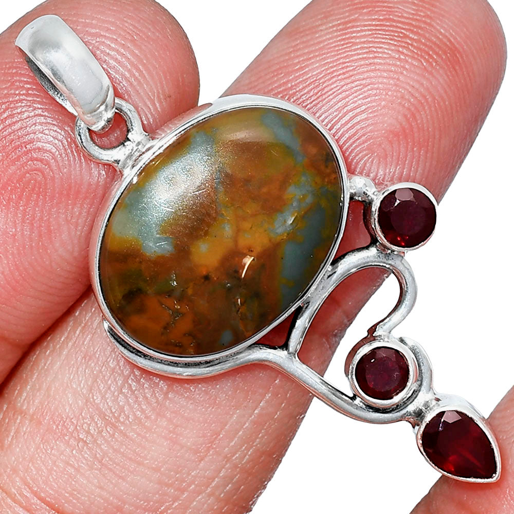 Natural Polygram Jasper & Garnet Pendant P-1293 SDP152666