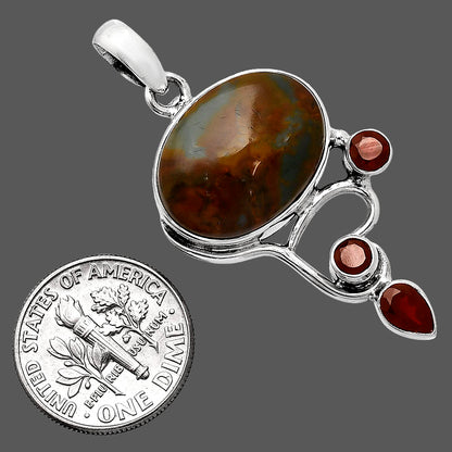 Natural Polygram Jasper & Garnet Pendant P-1293 SDP152666