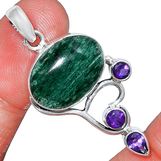 Natural Green Aventurine & Amethyst Pendant P-1293 SDP152672