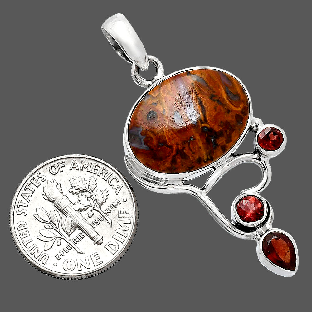 Rare Cady Mountain Agate & Garnet Pendant P-1293 SDP152683