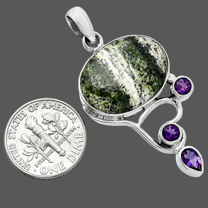 Natural Chrysotile & Amethyst Pendant P-1293 SDP152684