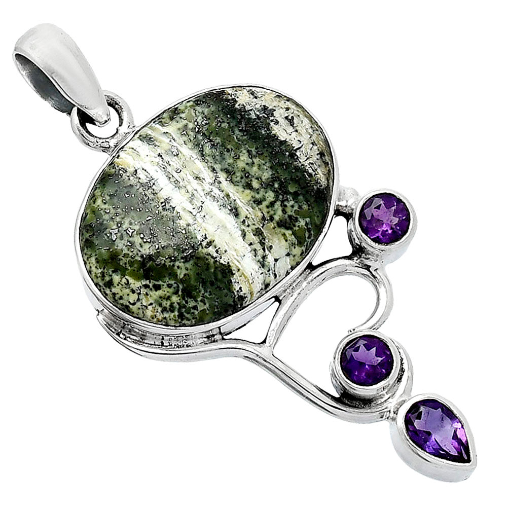 Natural Chrysotile & Amethyst Pendant P-1293 SDP152684