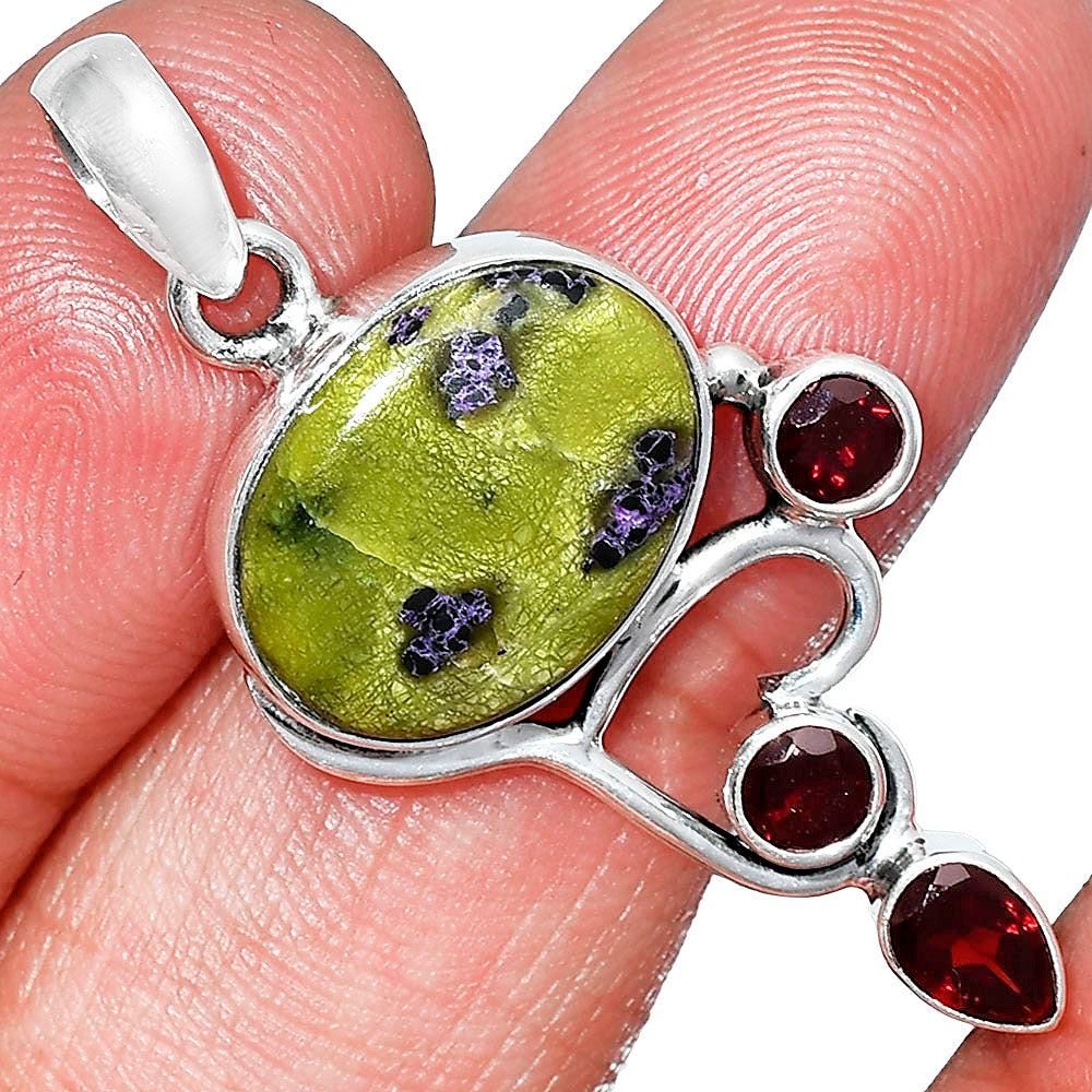 Natural Stichtite & Garnet Pendant P-1293 SDP152693