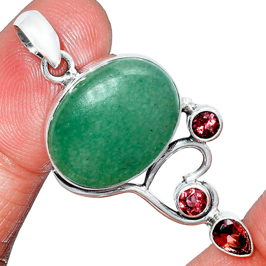 Natural Green Aventurine & Garnet Pendant P-1293 SDP152695