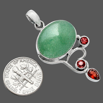 Natural Green Aventurine & Garnet Pendant P-1293 SDP152695