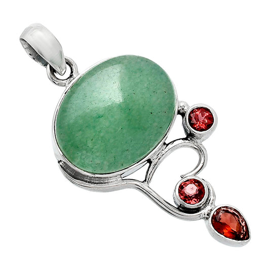 Natural Green Aventurine & Garnet Pendant P-1293 SDP152695