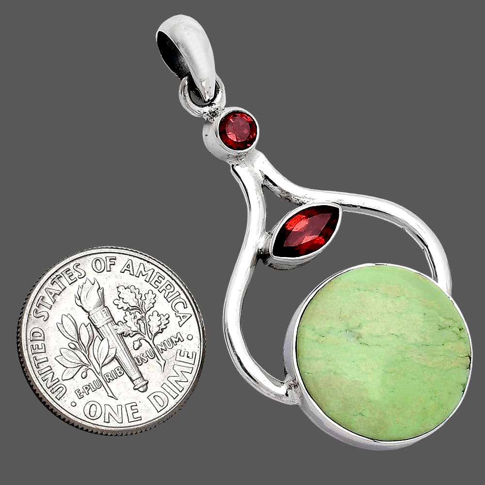 Natural Lemon Chrysoprase & Garnet Pendant P-1187 SDP152719