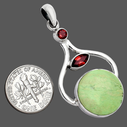 Natural Lemon Chrysoprase & Garnet Pendant P-1187 SDP152719