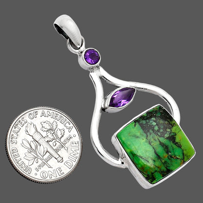 Green Matrix Turquoise & Amethyst Pendant P-1187 SDP152730
