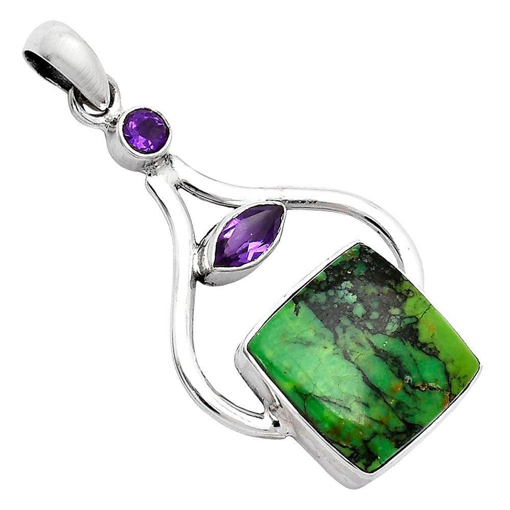Green Matrix Turquoise & Amethyst Pendant P-1187 SDP152730