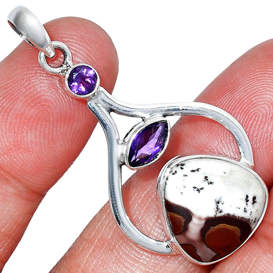 Natural Coffee Bean Jasper & Amethyst Pendant P-1187 SDP152733