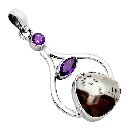 Natural Coffee Bean Jasper & Amethyst Pendant P-1187 SDP152733