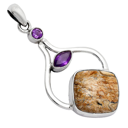 Natural Rock Calcy & Amethyst Pendant P-1187 SDP152738