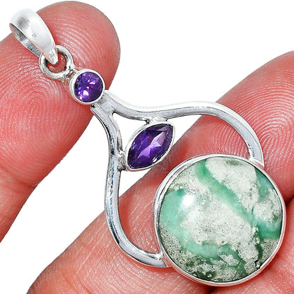 Natural Utah Variscite & Amethyst Pendant P-1187 SDP152741