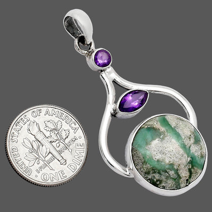 Natural Utah Variscite & Amethyst Pendant P-1187 SDP152741