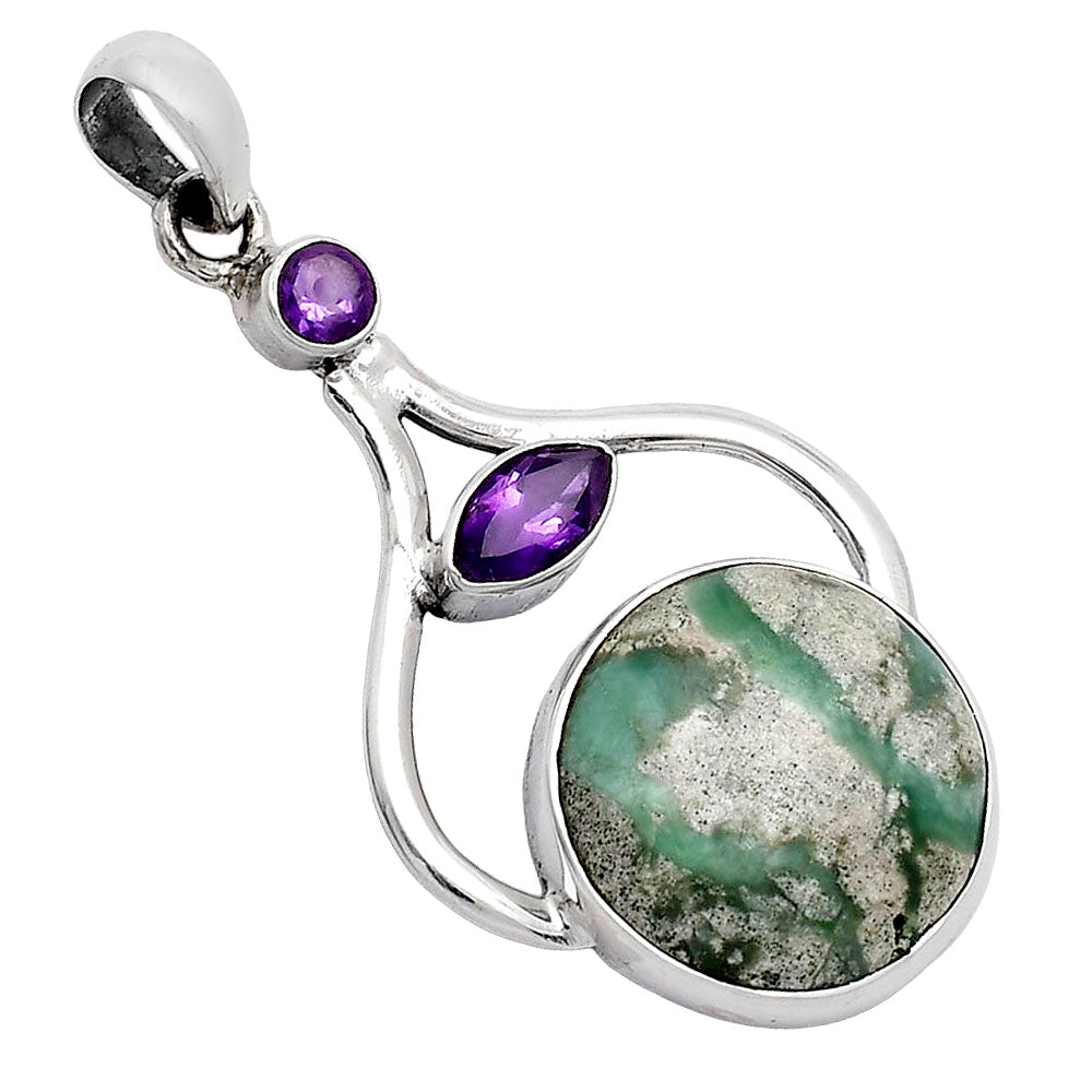 Natural Utah Variscite & Amethyst Pendant P-1187 SDP152741