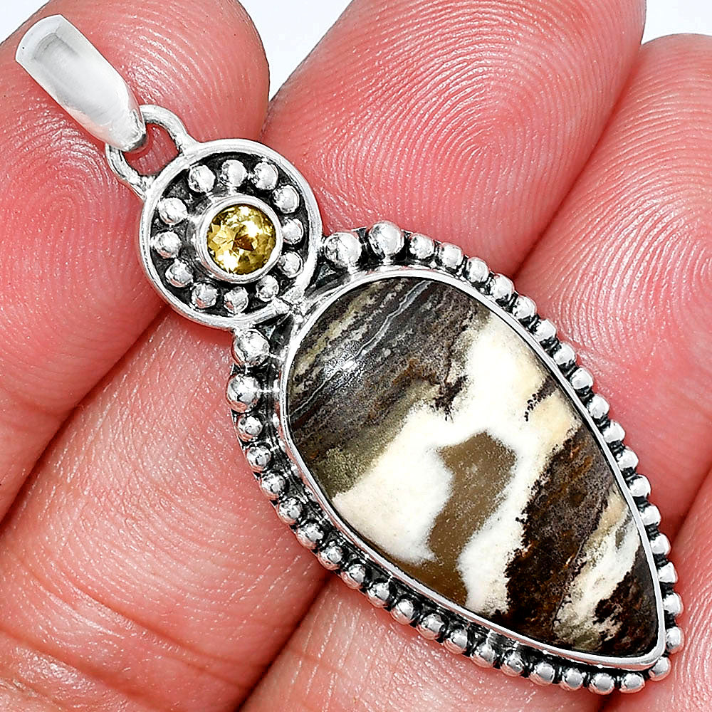 Natural Snake Skin Jasper & Citrine Pendant P-1500 SDP152826