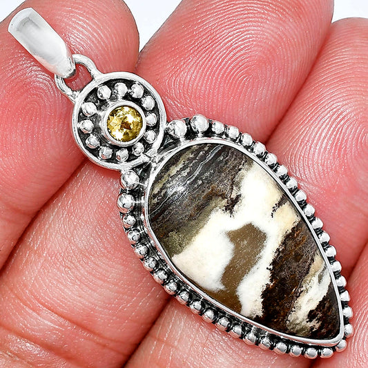 Natural Snake Skin Jasper & Citrine Pendant P-1500 SDP152826