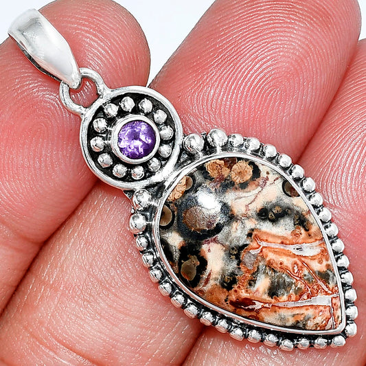 Leopard Skin Jasper & Amethyst Pendant P-1500 SDP152831
