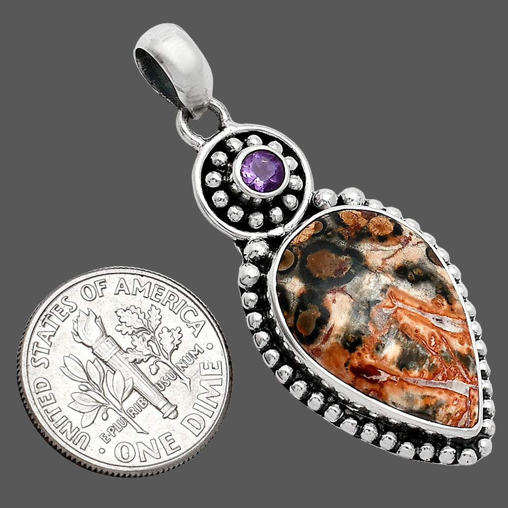 Leopard Skin Jasper & Amethyst Pendant P-1500 SDP152831
