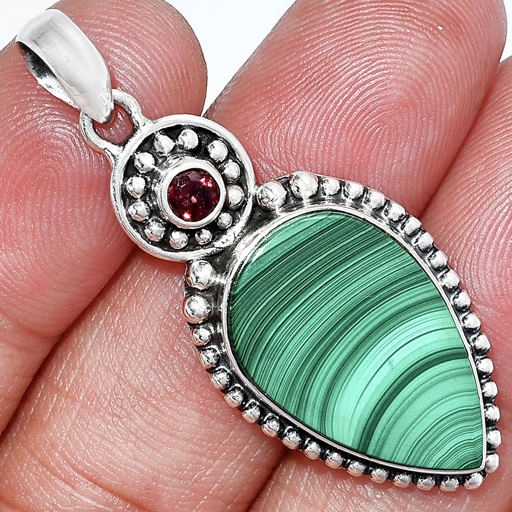 Malachite Eye - Congo & Garnet Pendant P-1500 SDP152832