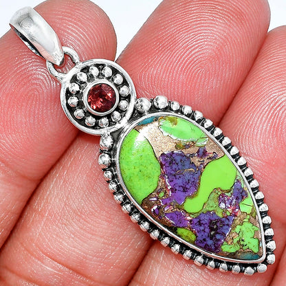 Multi Copper Turquoise & Garnet Pendant P-1500 SDP152835