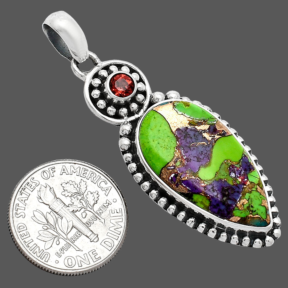 Multi Copper Turquoise & Garnet Pendant P-1500 SDP152835