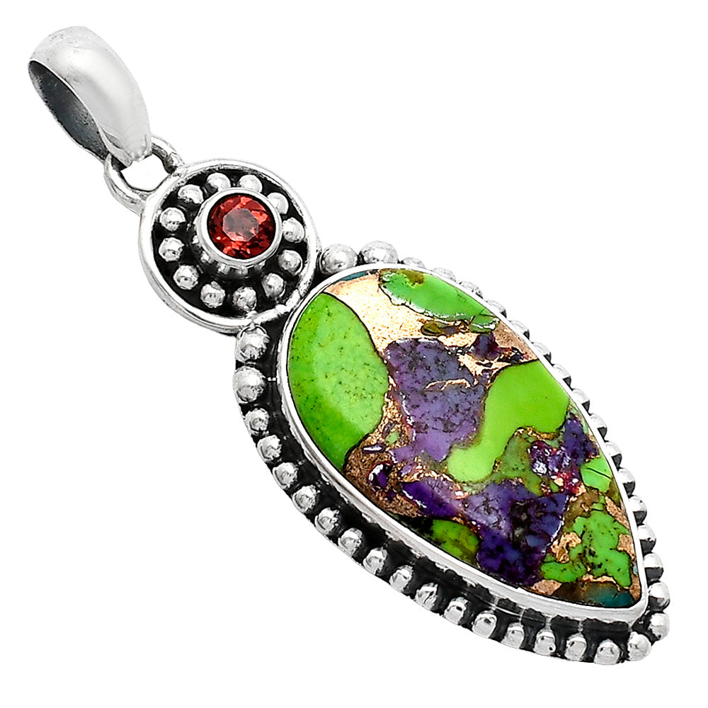 Multi Copper Turquoise & Garnet Pendant P-1500 SDP152835