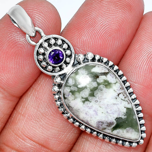 Natural Peace Jade & Amethyst Pendant P-1500 SDP152837