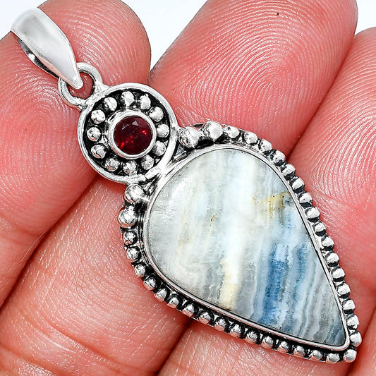 Blue Scheelite - Turkey & Garnet Pendant P-1500 SDP152839
