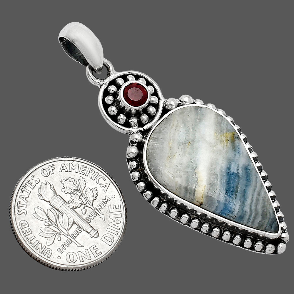Blue Scheelite - Turkey & Garnet Pendant P-1500 SDP152839