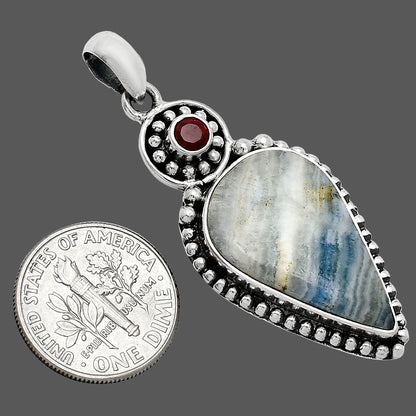 Blue Scheelite - Turkey & Garnet Pendant P-1500 SDP152839