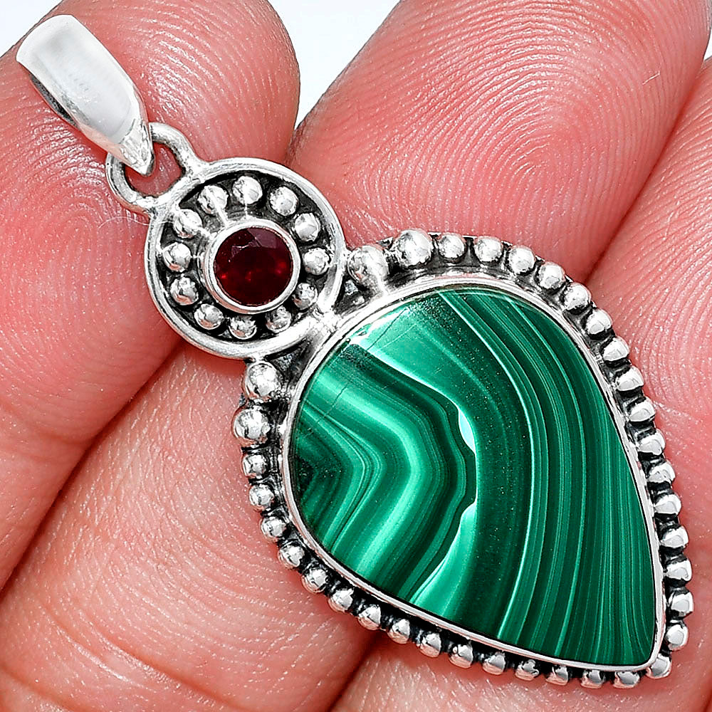 Malachite Eye - Congo & Garnet Pendant P-1500 SDP152844