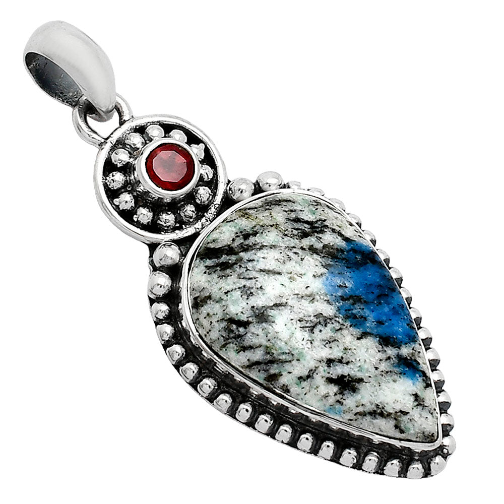 K2 Blue - Azurite In Quartz & Garnet Pendant P-1500 SDP152851