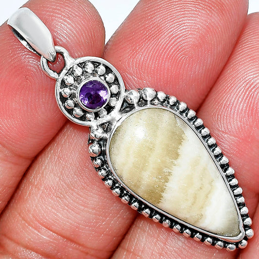 Natural Yellow Aragonite & Amethyst Pendant P-1500 SDP152855