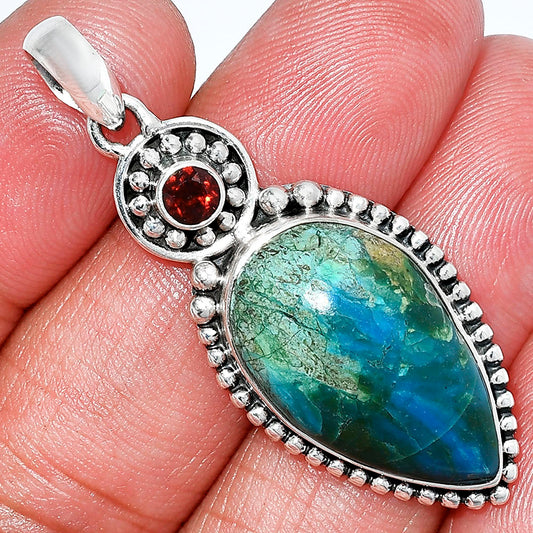 Natural Peruvian Opalina & Garnet Pendant P-1500 SDP152858