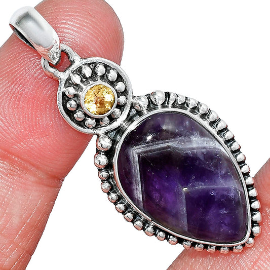 Natural Chevron Amethyst & Citrine Pendant P-1500 SDP152860