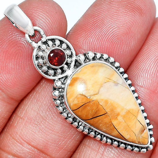 Natural Brecciated Mookaite & Garnet Pendant P-1500 SDP152863