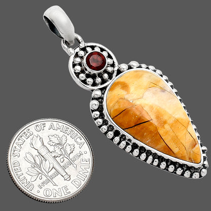 Natural Brecciated Mookaite & Garnet Pendant P-1500 SDP152863